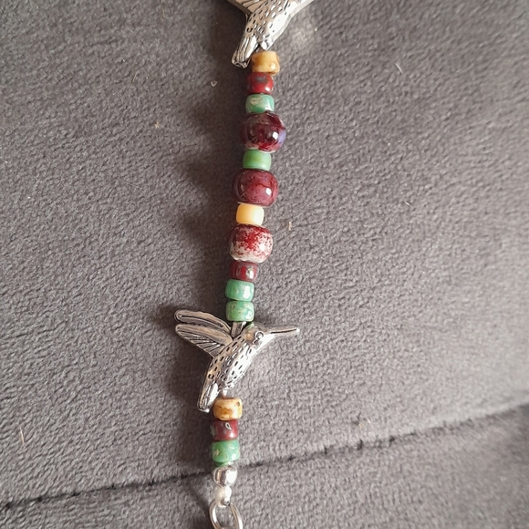 Hummingbird With Woodland Red Green All Beaded Jesus Rosary Catholic Religious - Picture 5 of 7